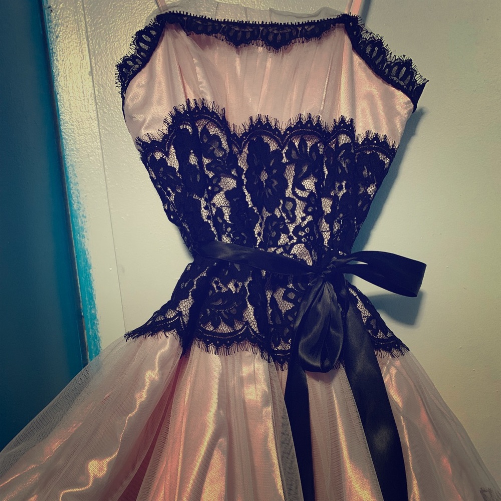 Pink black dress